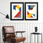 kit 2 Quadros Abstratos Mondrian - 60x48 Cm