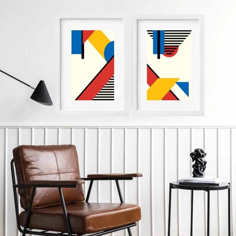 kit 2 Quadros Abstratos Mondrian - 60x48 Cm B