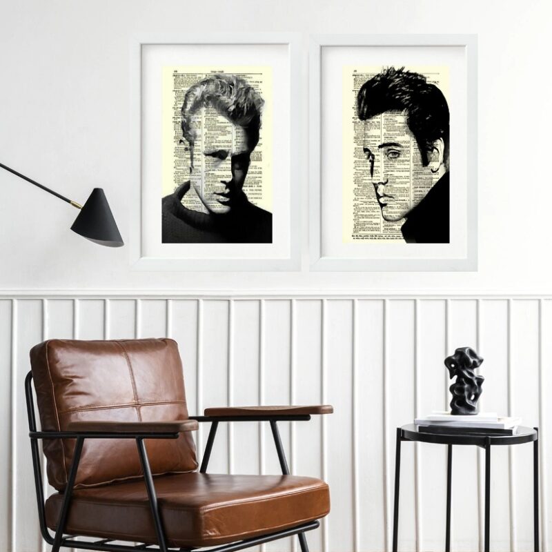 kit 2 Quadros Elvis e James Dean - 60x48 Cm B