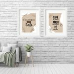 kit 2 Quadros Grandes Cantinho Café - 60x48 Cm