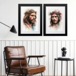 kit 2 Quadros Grandes Jesus- 60x48 Cm