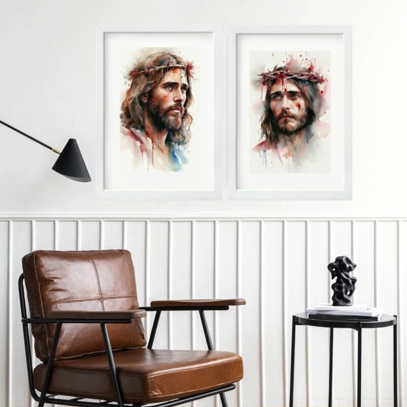 kit 2 Quadros Grandes Jesus- 60x48 Cm B