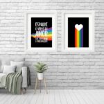 kit 2 Quadros Grandes LGBT Vírus Amor - 60x48 Cm