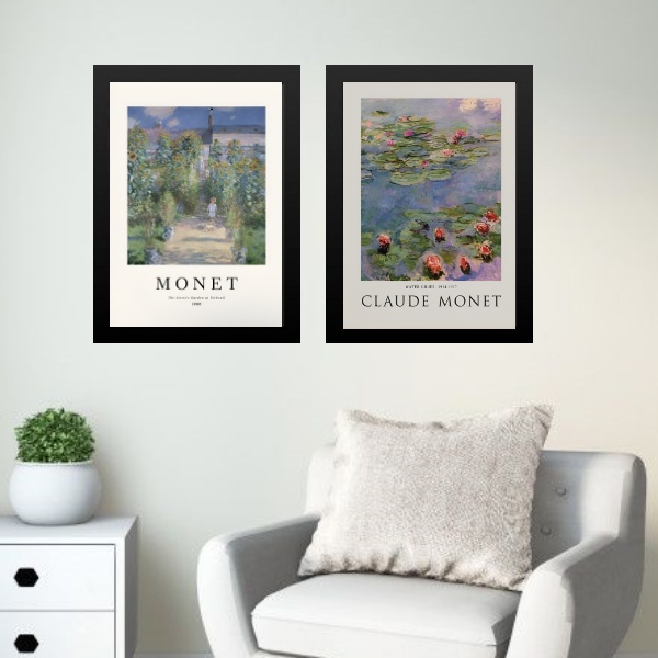 Kit 2 Quadros Posters Arte Claude Monet