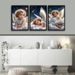 Kit 3 Quadros Decorativos Anjo Criança