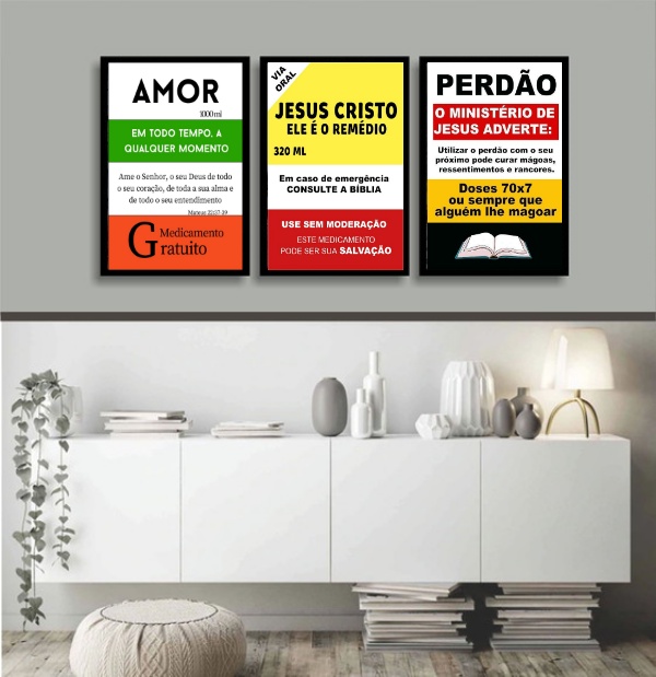 Kit 3 Quadros Evangélicos Remédios