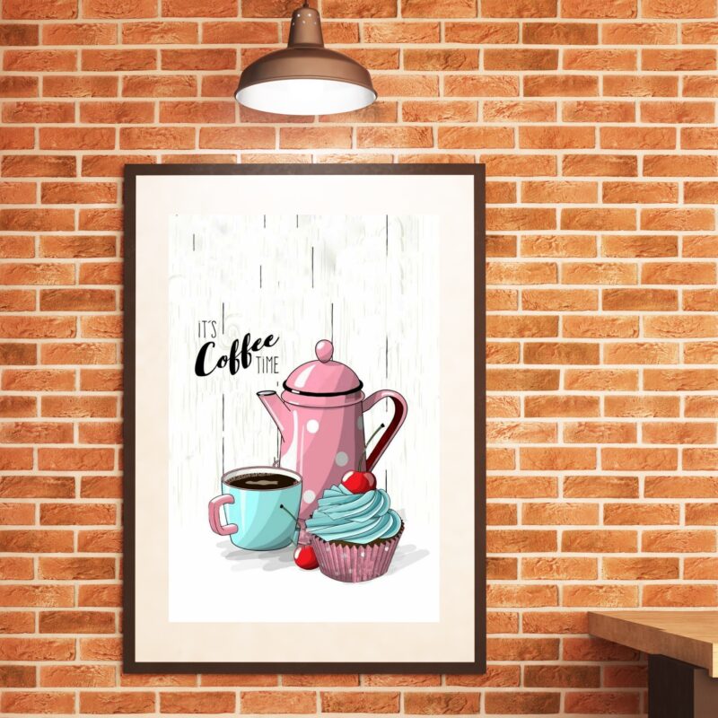 Quadro Café Com Cupcake- 60x48 Cm