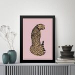 Quadro Decorativo Leopardo Fundo Rosa