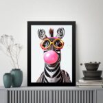 Quadro Divertido Zebra Bubble Gum