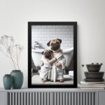 Quadro Para Banheiro Pugs - Pai e Filho