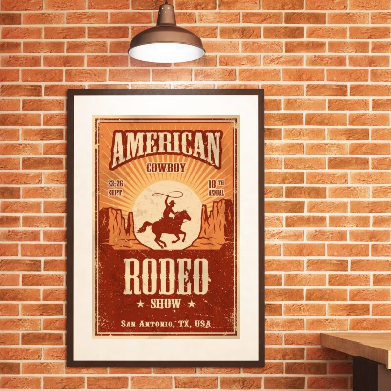 Quadro Poster Cowboy Rodeio - 60x48 Cm