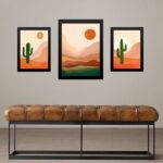 Set 3 Quadros Arte Deserto Boho