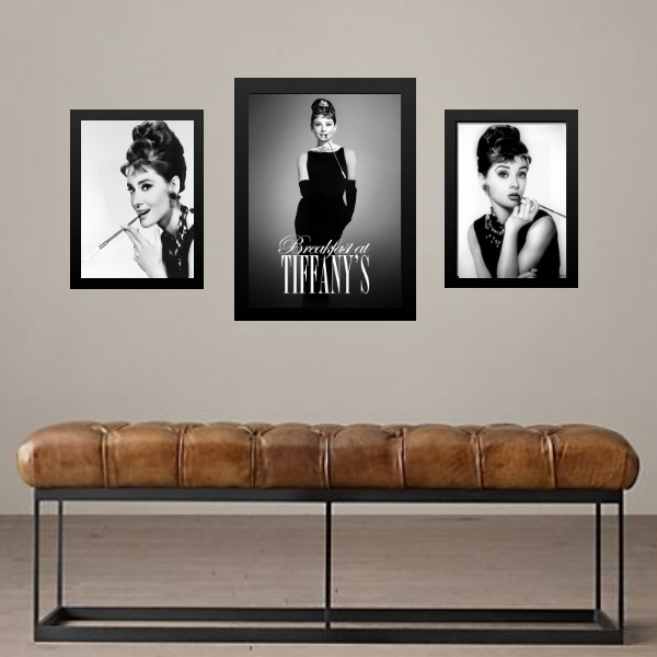 Set 3 Quadros Audrey Bonequinha De Luxo - Quadros Online