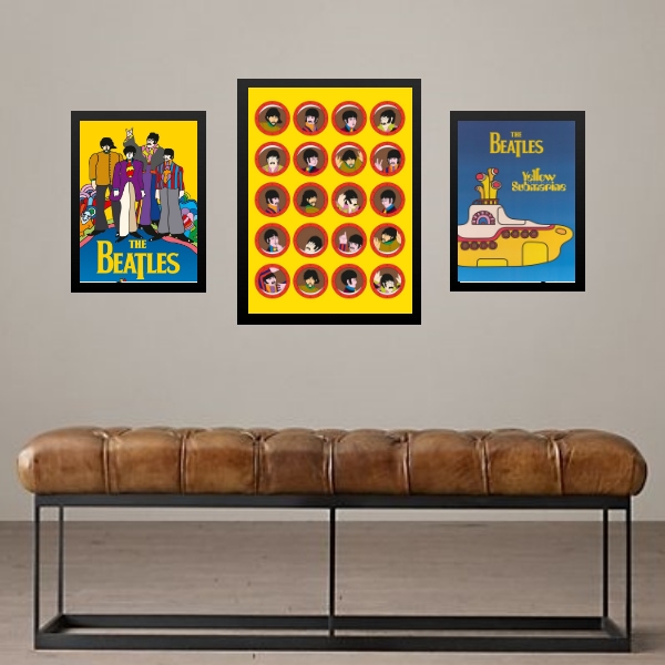 Set 3 Quadros Beatles - Yellow Submarine