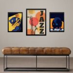 Set 3 Quadros Decorativos Jazz - Posters