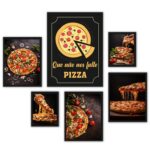 Composição 6 Quadros Pizzaria - Frase e Fotos