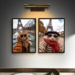 Kit 2 Quadros Casal De Gatos Em Paris