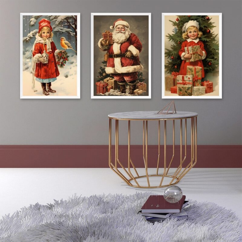 Kit 3 Quadros De Natal Vintage B