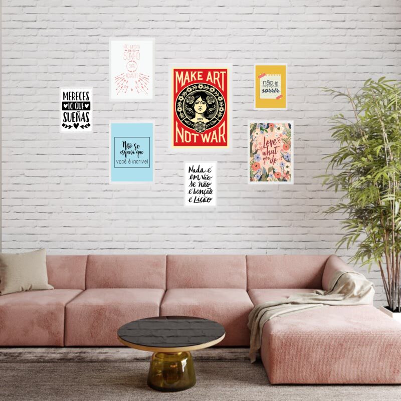 Kit 7 Quadro Decorativos Frases Motivacionais B