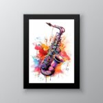 Quadro Decorativo Aquarela Saxofone