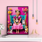 Quadro Decorativo Frida Com Cães e Gatos