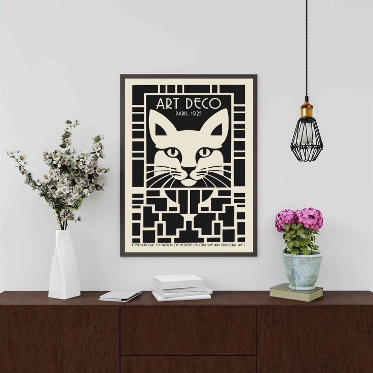 Quadro Decorativo Gato - Art Deco