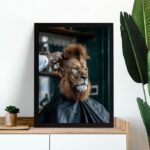 Quadro Decorativo Leão Na Barbearia