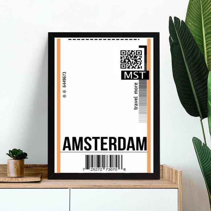 Quadro Decorativo Passagem Para Amsterdam