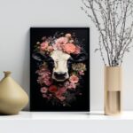 Quadro Decorativo Vaca Com Flores