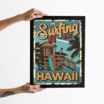 Quadro Decorativo Vintage Surf Hawaii