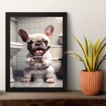 Quadro Divertido Banheiro - Filhote Bulldog