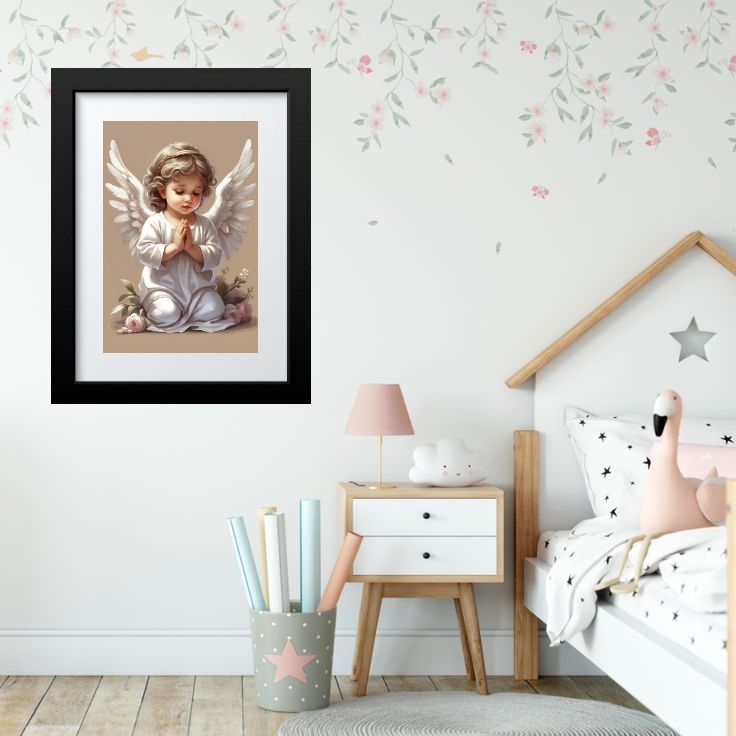 Quadro Infantil Anjinho Vintage - 60x48 Cm