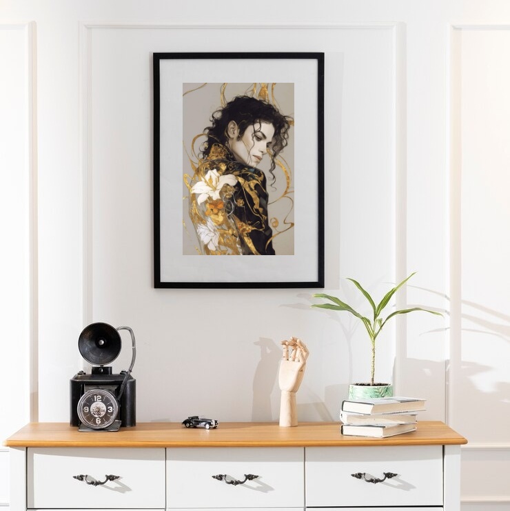 Quadro Michael Jackson Flores - 60x48 Cm