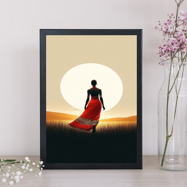 Quadro Mulher Africana Ao Por Do Sol