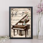 Quadro Piano Antigo Com Flores