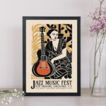 Quadro Poster Jazz Mulher Com Violão