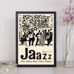 Quadro Poster Jazz Preto e Bege