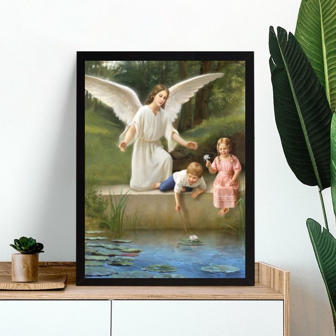 Quadro Vintage Anjo Protegendo Crianças