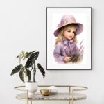 Quadro Vintage Lavanda Menina - 60x48 Cm