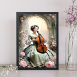 Quadro Vintage Mulher Com Violino