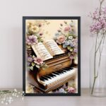 Quadro Vintage Piano Com Flores