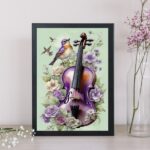 Quadro Vintage Violino e Passarinho