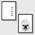 Kit 2 Quadros Banheiro Relax Bulldog