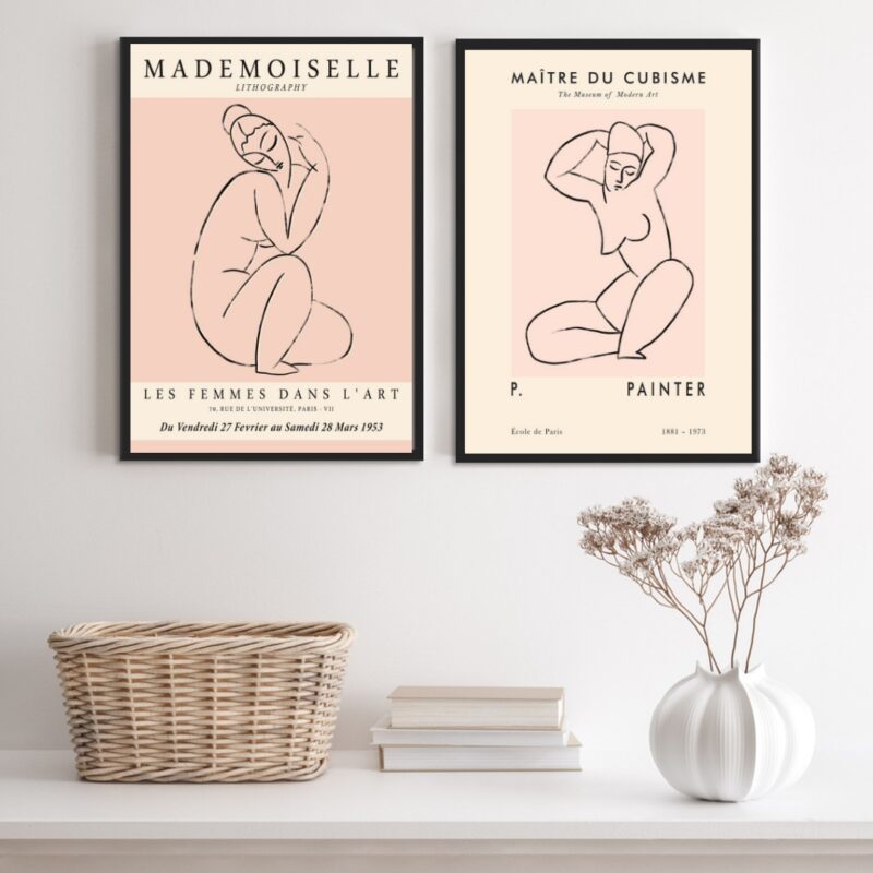 Kit 2 Quadros Matisse Mulheres Rosa