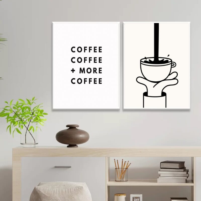 Kit 2 Quadros Minimalistas More Coffee B