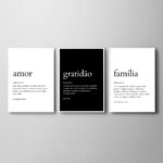 Kit 3 Quadros Amor Gratidão Família Significados