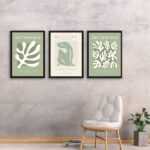 Kit 3 Quadros Arte Moderna Matisse Verde