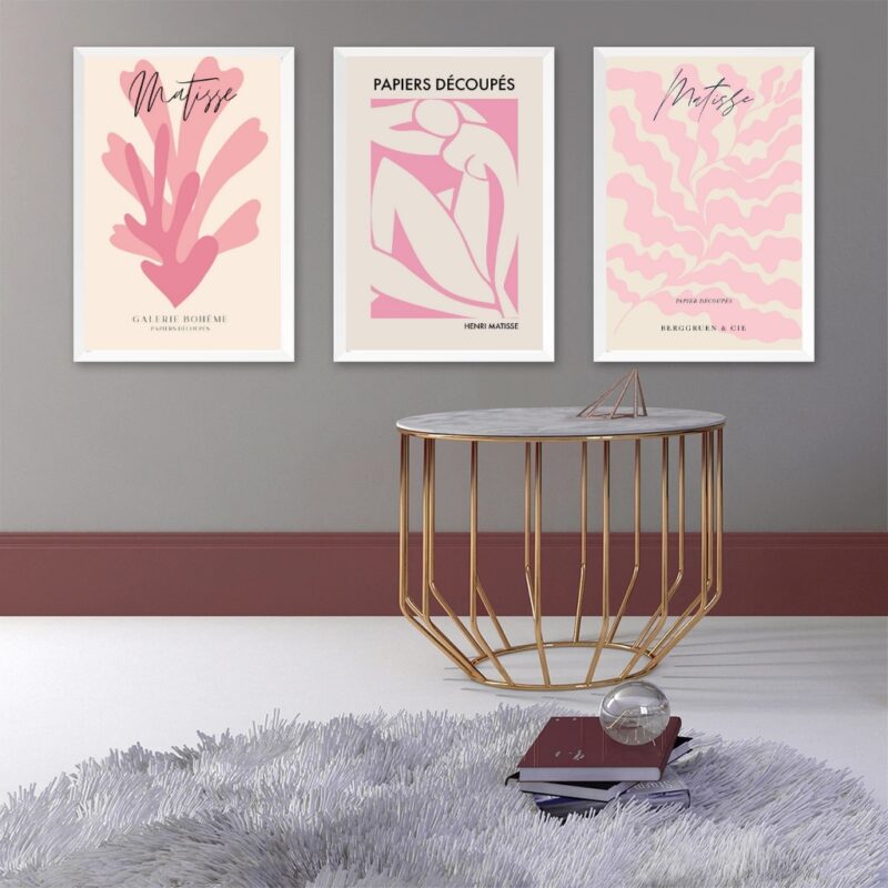 Kit 3 Quadros Artes Matisse Fashion Rosa B