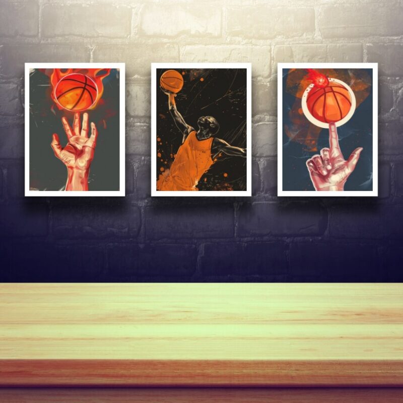 Kit 3 Quadros Decorativos Basquete B