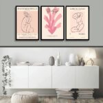 Kit 3 Quadros Matisse Mulheres Coral - Rosa